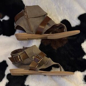 Blowfish Brown and Tan Buckle Sandals